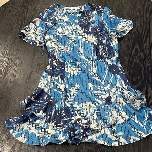 Reiss Blue and White Midi Dress